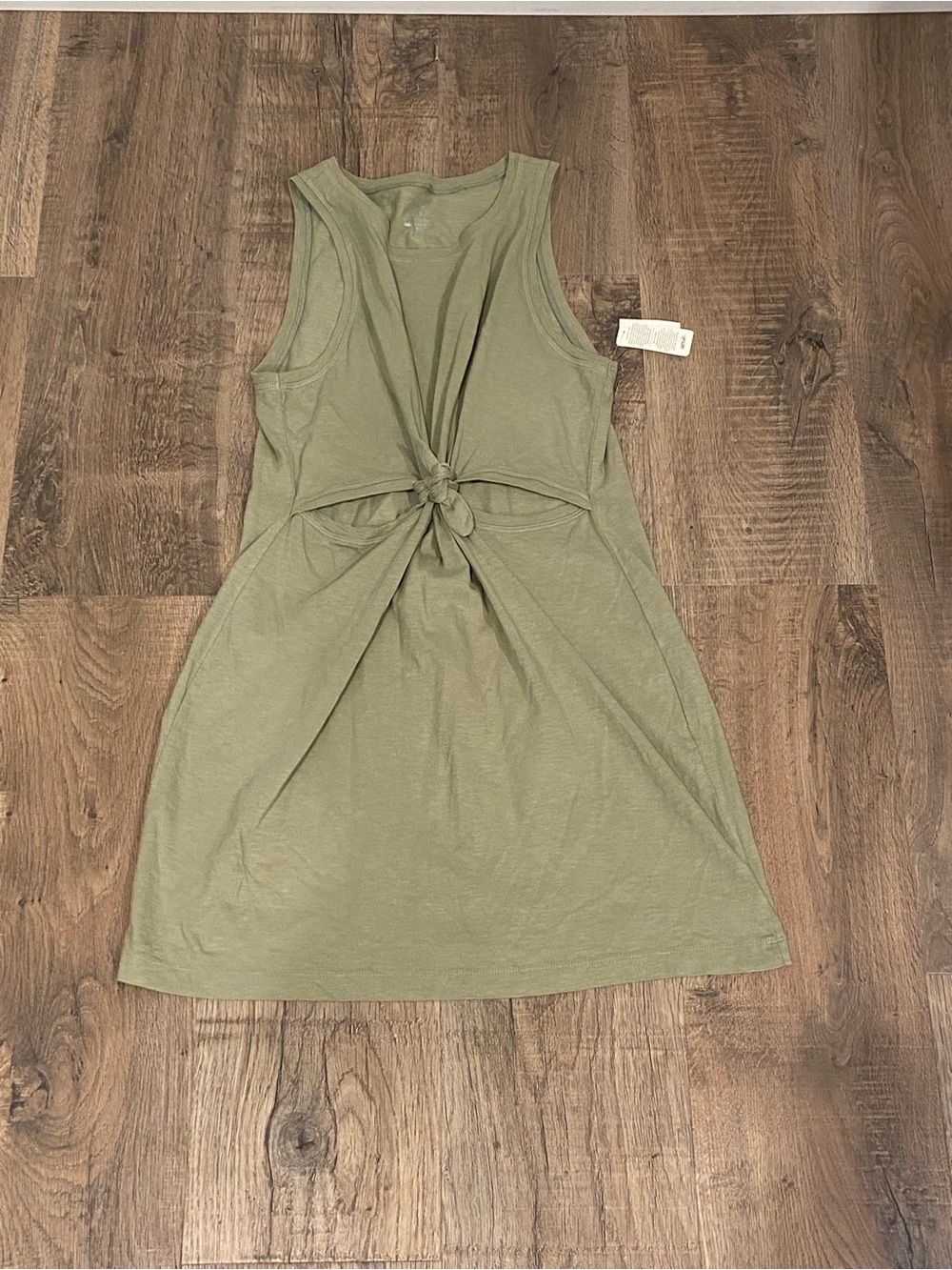 Womens Aerie NWT Sleeveless Twist-Front Olive tank shirt dress M 100% Cotton